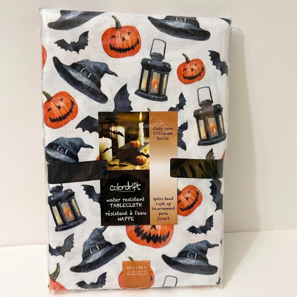 Halloween Water Resistant Tablecloth Easy Care Oblong Colordrift